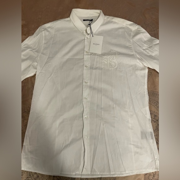 Balmain Other - Balmain White Shirt With Logo Sz 42/XL